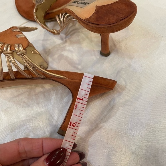 Jimmy Choo Sandals low kitten heel thong open back brown leather designer - Picture 10 of 10